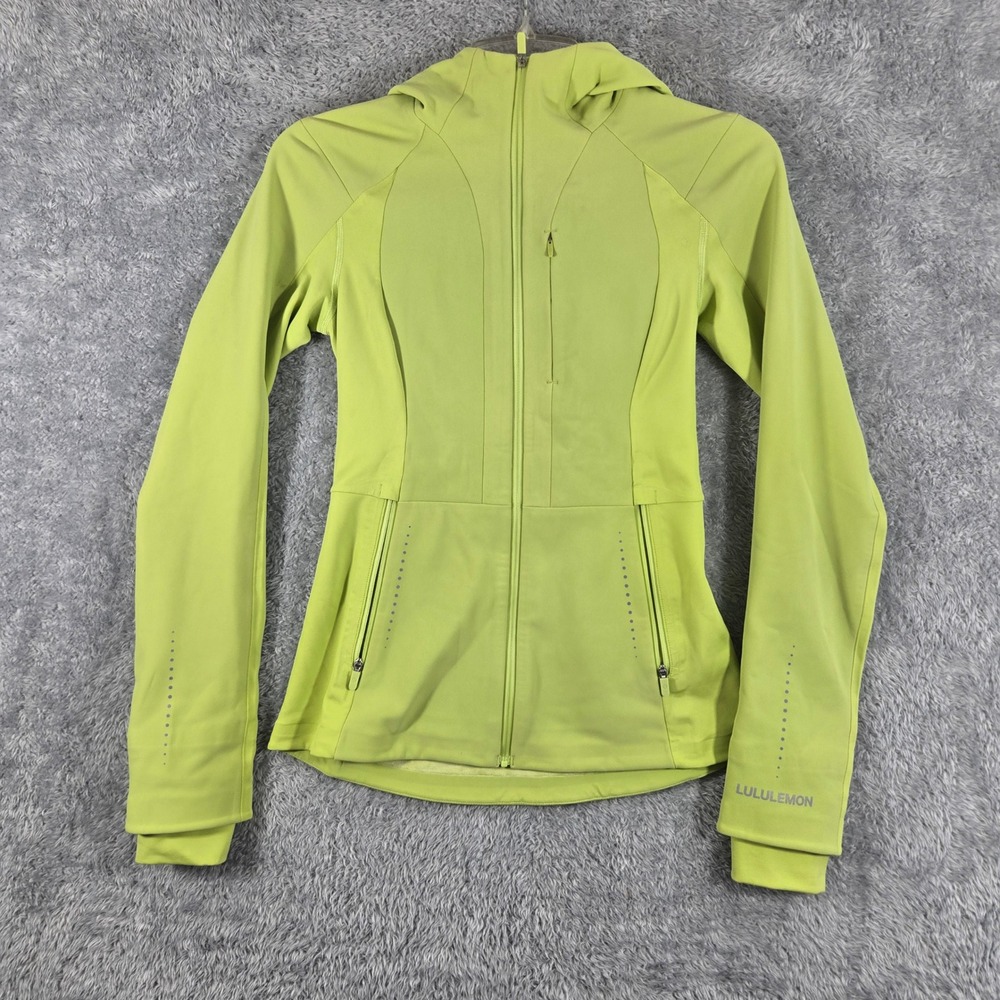 Lululemon Cross Chill Jacket Lime Green Waterproof Running Hooded LW4BOHS Size 2